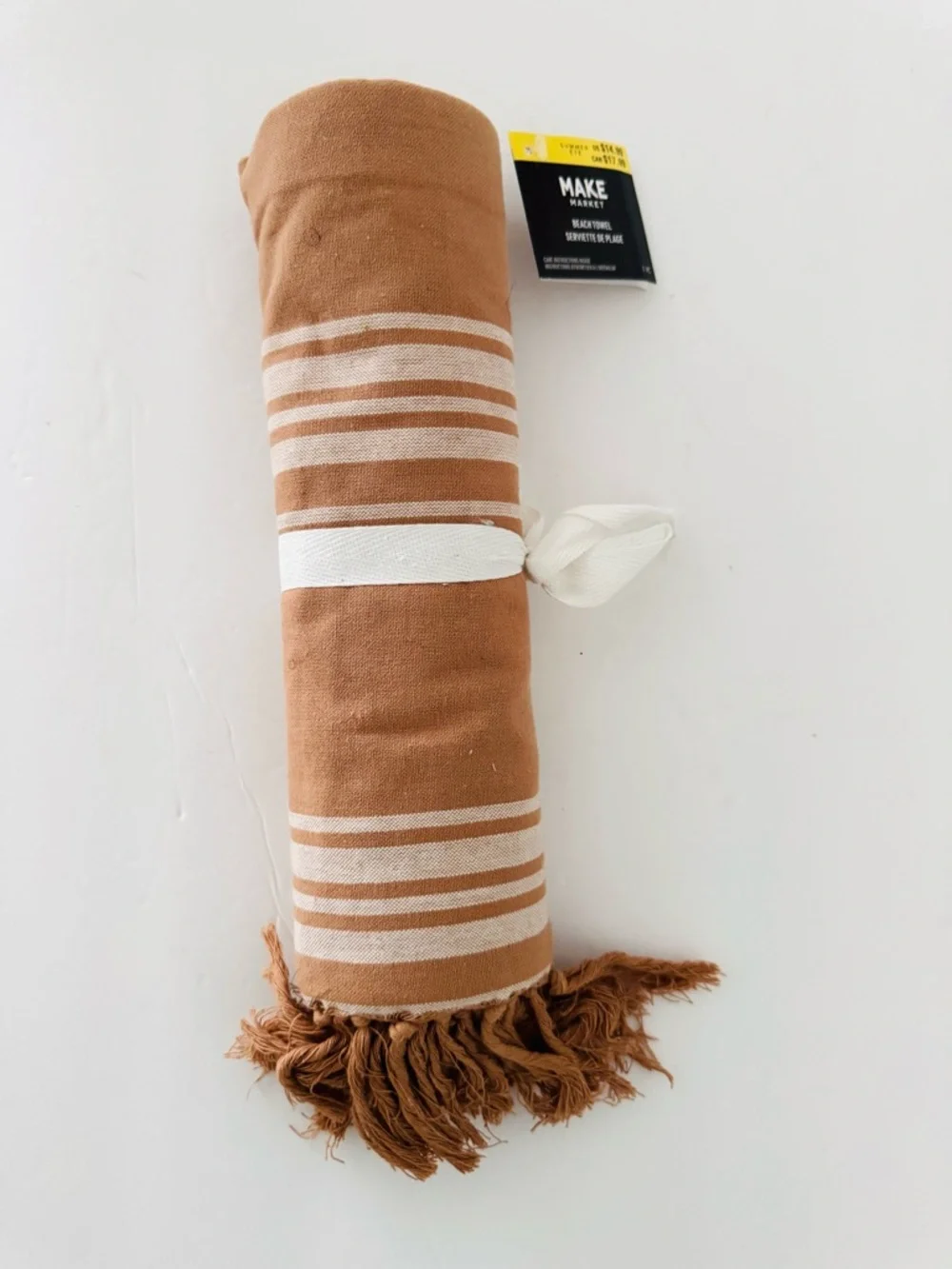 MAKE MARKET Brown Beige 100% Cotton 31”x71” Beach Towel